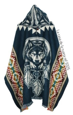 Maxiruana Poncho Capa Lana Alpaca Con Capota De Atrapasueños