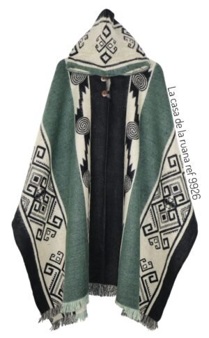 Maxiruana Poncho Lana Alpaca Con Capota De Tribal