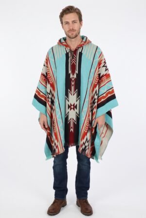 Ruana Poncho Capa Lana Alpaca Con Capota Ancestral